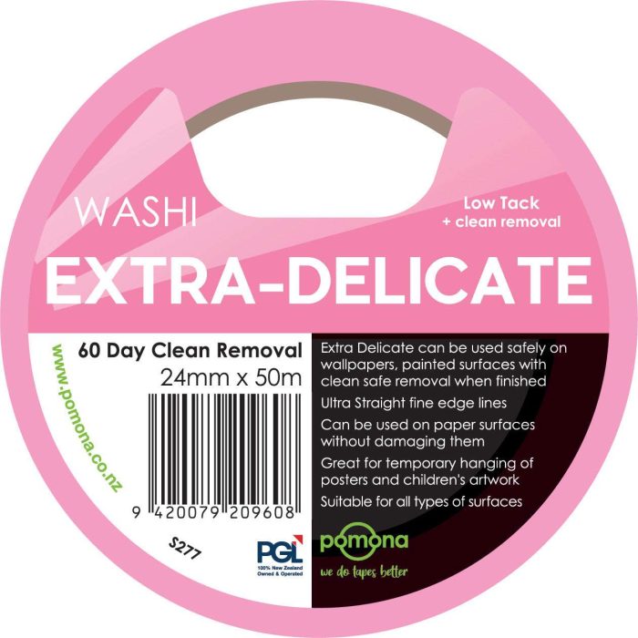 Extra Delicate Surface Pink Washi Painters Tape - 24mm & 36mm Options - Image 1