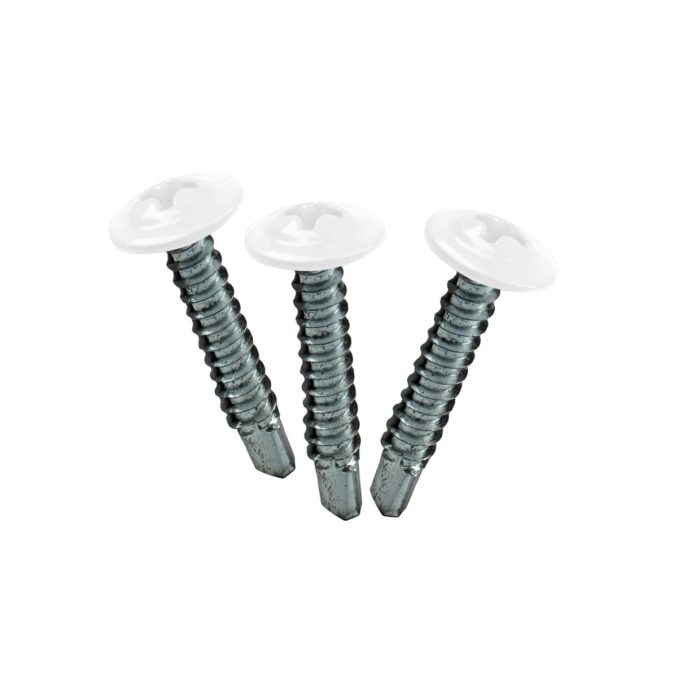 Self Drilling Cross Head Screws 4.2 x 25mm, White Coloured Head - Pk 100 - Image 1