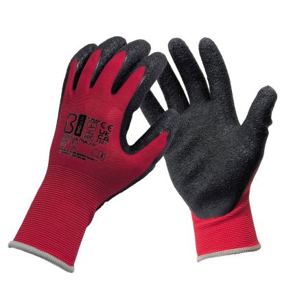 BIGBEN UltraGrip Dexterity Latex Coated Gloves, Red - Size S/7 10