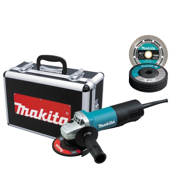Makita 9557PBX1 4-1/2 In Paddle Switch Angle Grinder w/ Case and Grinding Wheels - Image 1