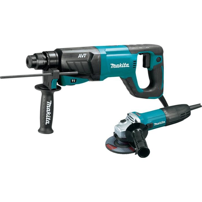 Makita HR2641X1 SDS-PLUS AVT Rotary Hammer with Case and 4-1/2" Angle Grinder - Image 1