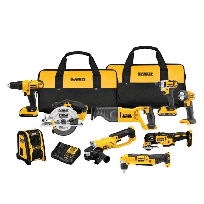 DeWALT DCK940D2 20V Li-Ion Drill Impact Circular Saw Grinder 9 Tool Combo Kit - Image 1