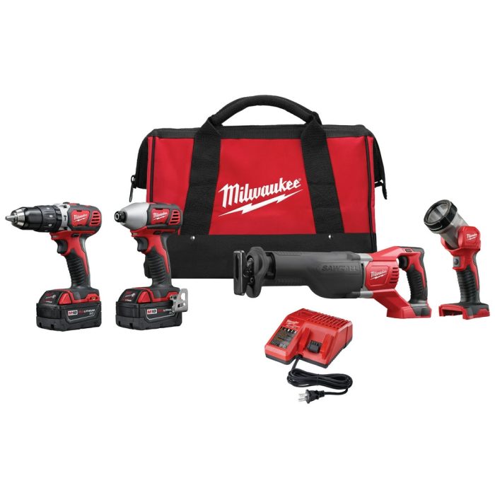Milwaukee 2696-24 M18 18V Cordless Power Lithium-Ion 4-Tool Combo Kit - Image 1