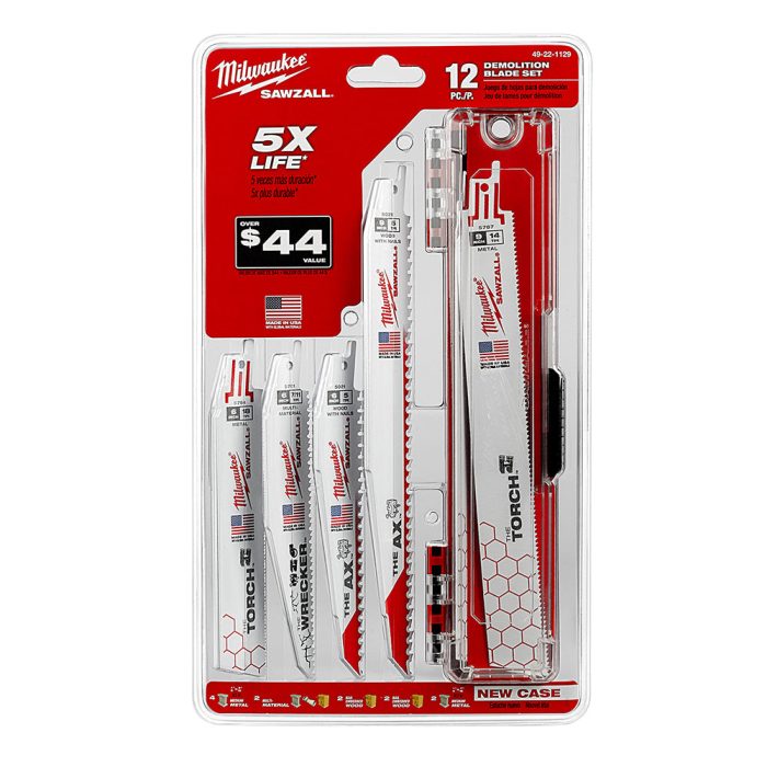 Milwaukee 49-22-1129 Nail-Guard Fang Tip Bi-Metal SAWZALL Blade Set - 12pc - Image 1