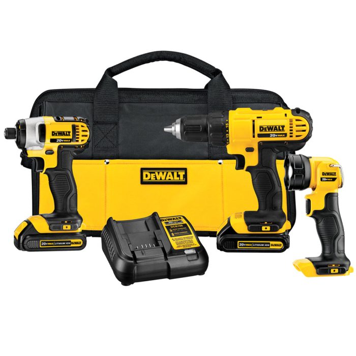 DeWALT DCK340C2 20V Drill Driver Impact Driver LED Worklight Combo Tool Kit - Image 1