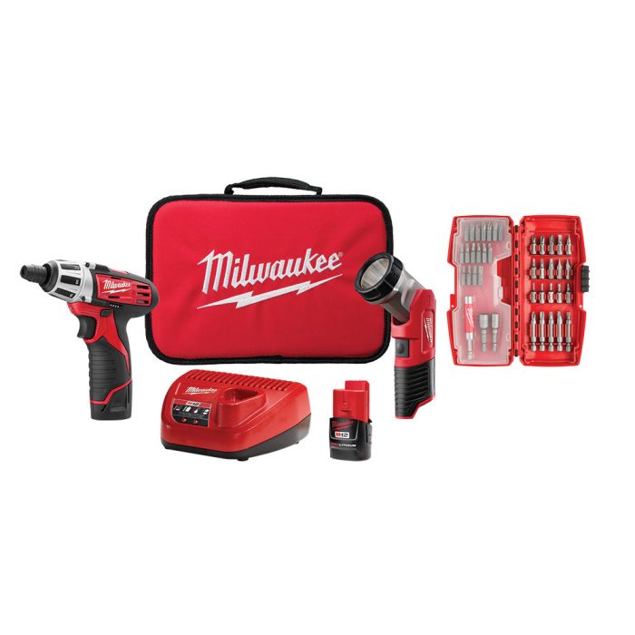 Milwaukee 2482-22 M12 12V Cordless Lithium-Ion Screwdriver Flashlight Combo Kit - Image 1