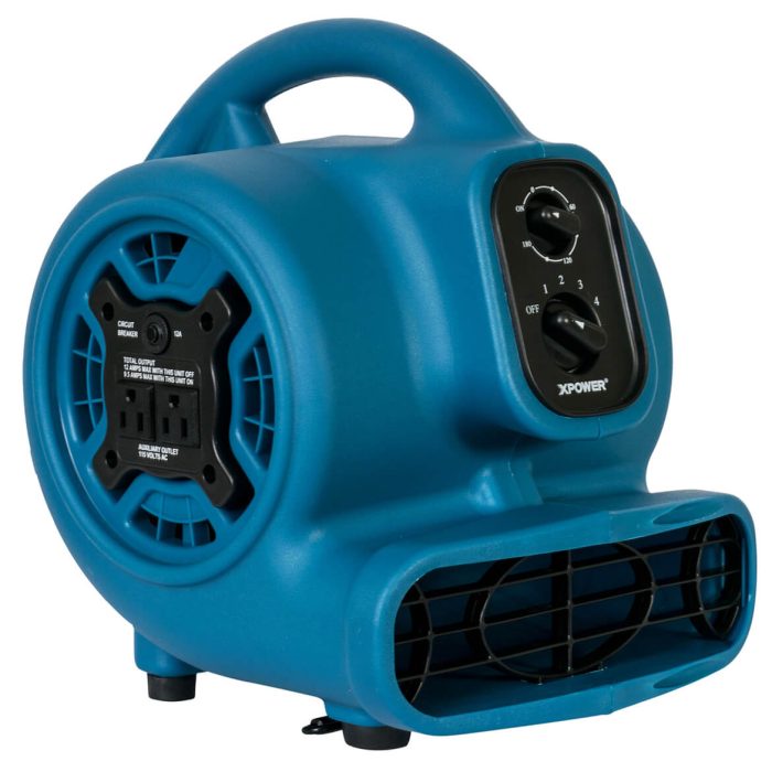 XPower P-260AT 115-Volt 1/4 HP 800-Cfm Scented Air Mover w/ Outlets, Blue - Image 1