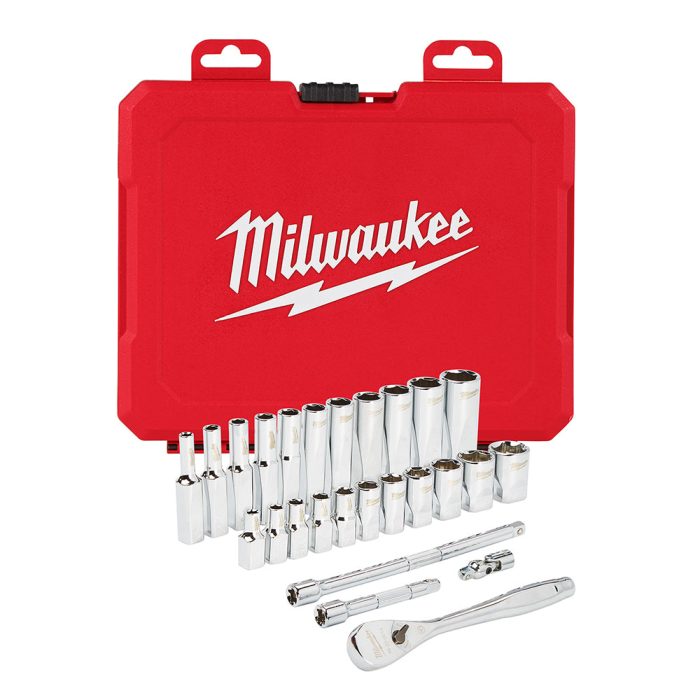 Milwaukee 48-22-9404 1/4-Inch Drive Durable SAE Ratchet and Socket Set - 26pc - Image 1