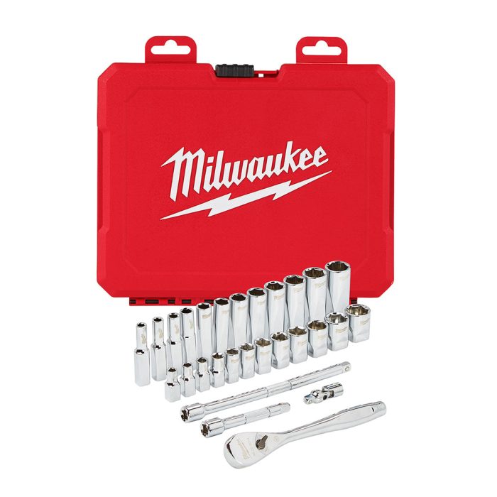 Milwaukee 48-22-9504 1/4-Inch Drive Durable Metric Ratchet and Socket Set - 28pc - Image 1