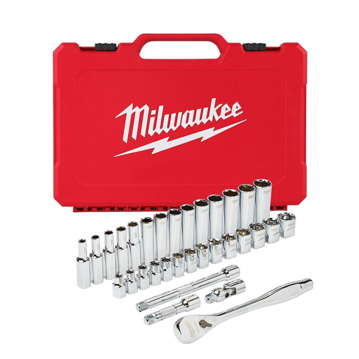 Milwaukee 48-22-9508 3/8-Inch Drive Durable Metric Ratchet and Socket Set - 32pc - Image 1