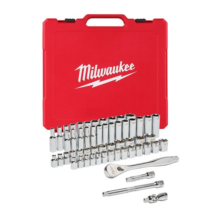 Milwaukee 48-22-9008 3/8-Inch Drive SAE and Metric Ratchet and Socket Set - 56pc - Image 1