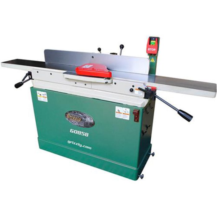 Grizzly G0858 230V 8 x 76 Parallelogram Jointer Spiral Cutterhead Mobile Base - Image 1