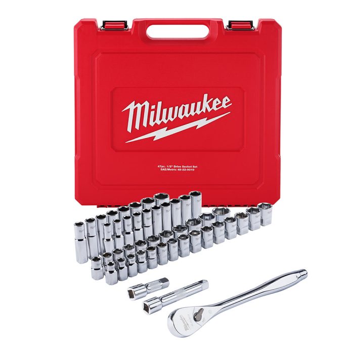 Milwaukee 48-22-9010 1/2" Drive SAE/Metric Ratchet and Socket Set- 47 PC - Image 1