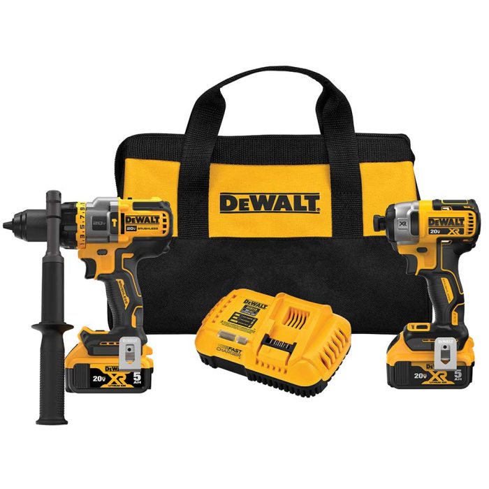 DeWALT DCK2100P2 20V MAX Brushless Cordless Hammer Drill/Driver 2 Tool Combo Kit - Image 1