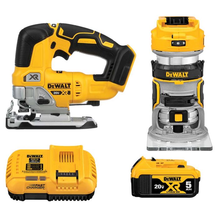 DeWALT DCK201P1 20V MAX XR Router/Jig saw Cordless 2 Tool Combo Kit - Image 1