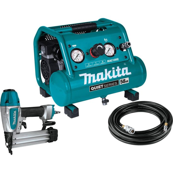 Makita MAC100QK1 1/2 HP 1 Gallon Compact Electric Compressor Nailer Combo Kit - Image 1