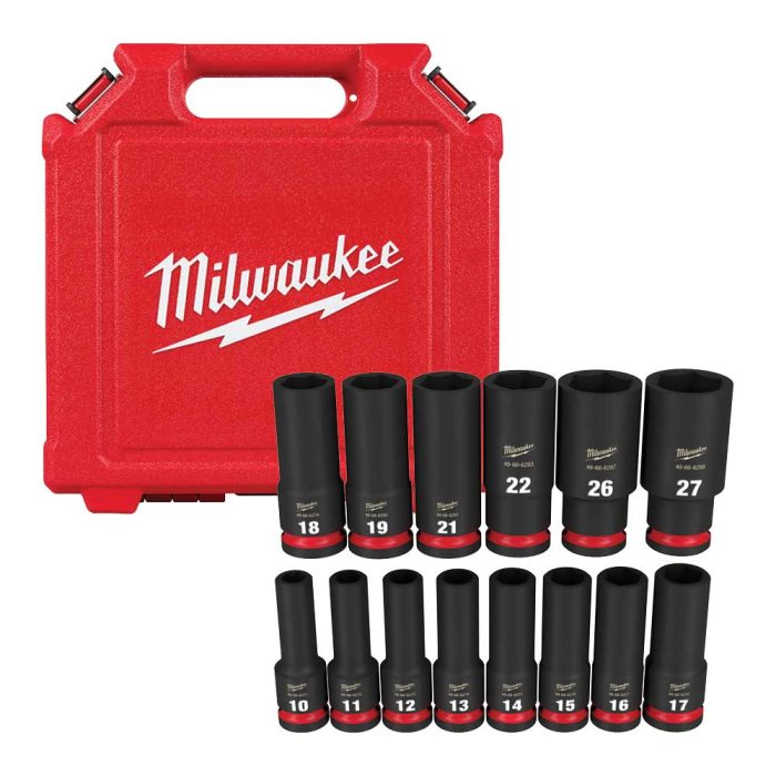 Milwaukee 49-66-7014 SHOCKWAVE 1/2" Impact Duty Metric Deep Socket Set - 14 PC - Image 1