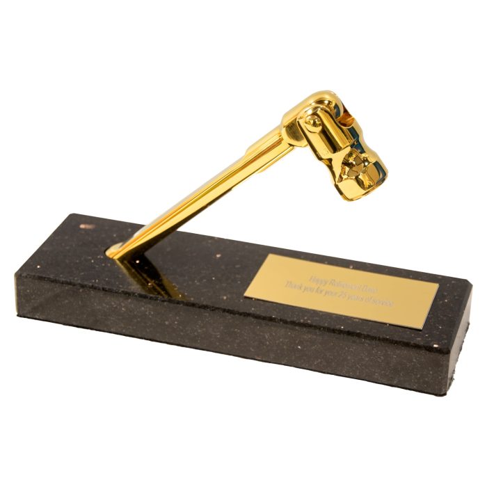 'The Ultimate' Leach's 24 Carat Gold Plated Spanner Presentation Stand & Engraved Brass Plaque - Granite - Image 1