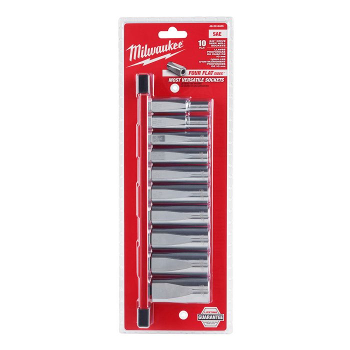 Milwaukee 48-22-9405 3/8" Drive Deep Well SAE Socket Set - 10pc - Image 1