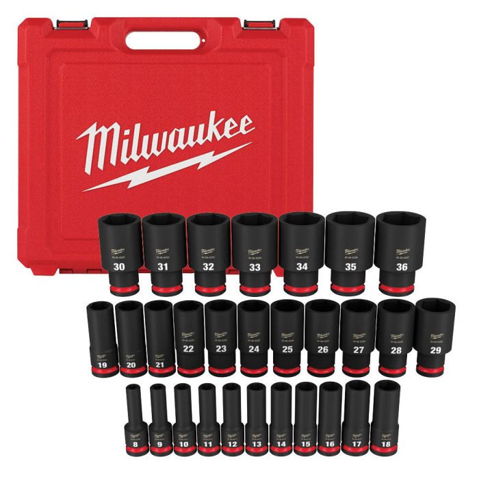 Milwaukee 49-66-7015 SHOCKWAVE 1/2" Drive Metric 6 Point Impact Socket Set -29PC - Image 1