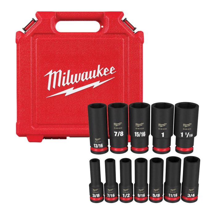 Milwaukee 49-66-7011 SHOCKWAVE 1/2" Drive SAE 6 Point Impact Socket Set - 12PC - Image 1