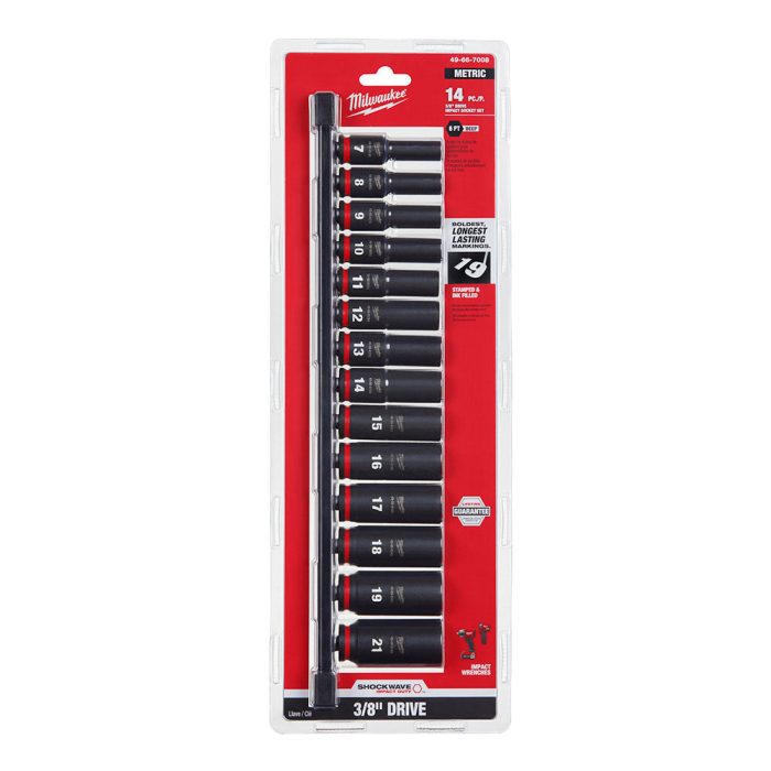 Milwaukee 49-66-7008 SHOCKWAVE 3/8" Drive Metric  6 Point Socket Set - 14PC - Image 1