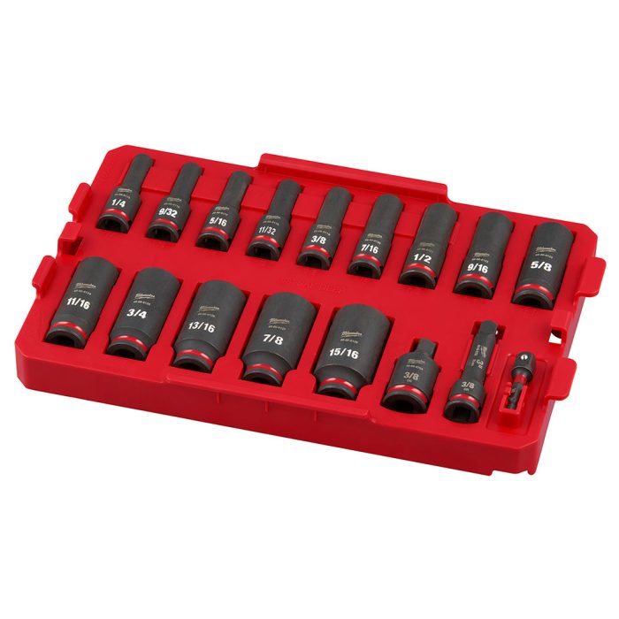Milwaukee 49-66-6815 SHOCKWAVE 3/8” Impact Duty Socket SAE TRAY Set - 17 PC - Image 1