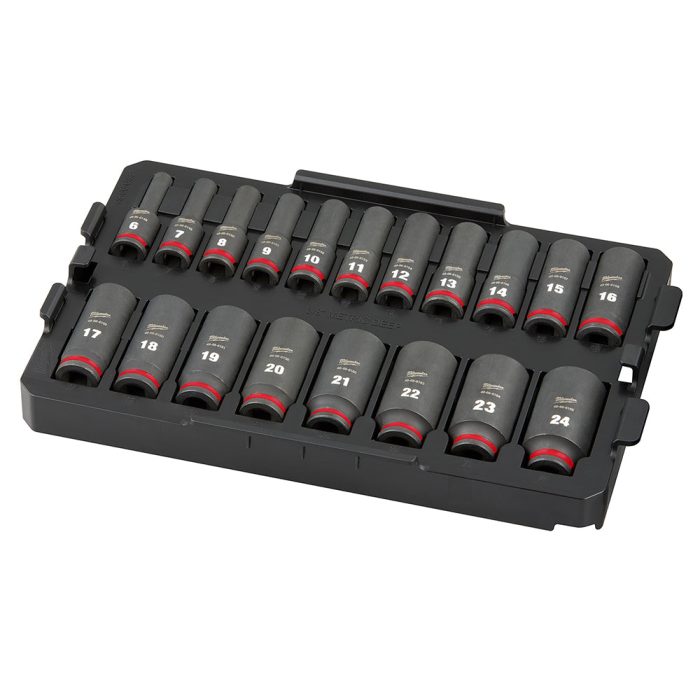 Milwaukee 49-66-6816 SHOCKWAVE 3/8” Impact Duty Socket MM TRAY Set - 19 PC - Image 1