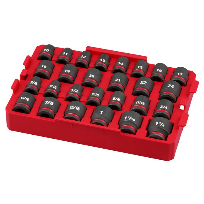 Milwaukee 49-66-6819 SHOCKWAVE 1/2” Impact Duty Socket SAE TRAY Set - 27 PC - Image 1