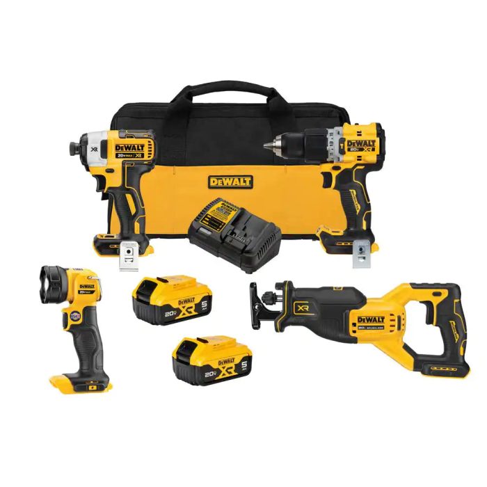 DeWALT DCK449P2 20V MAX XR Brushless 4 Tool Combo Kit w/ 5.0AH Batteries - Image 1