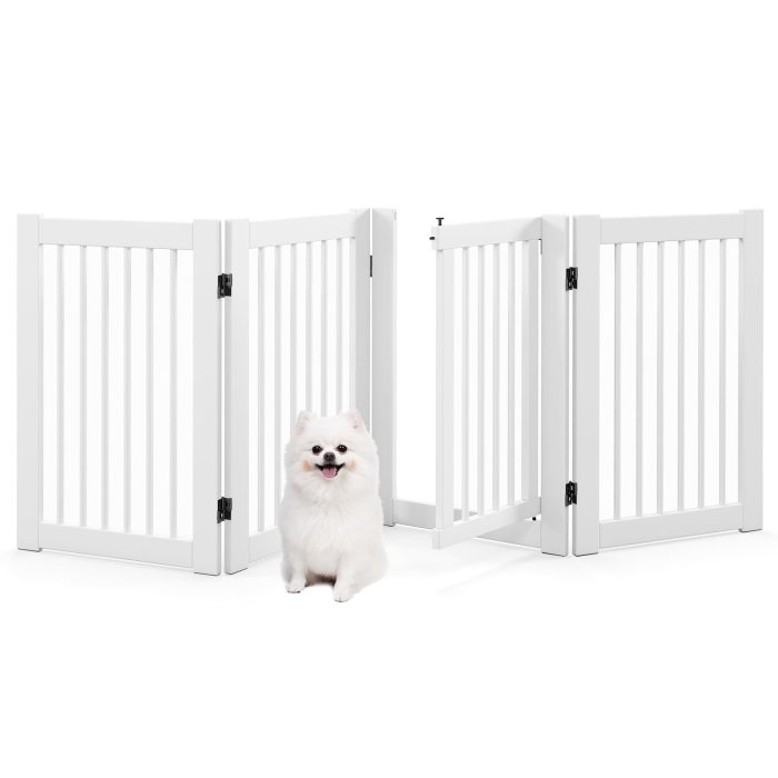 30" Configurable Folding 4 Panel Wood Fence - White - Image 1