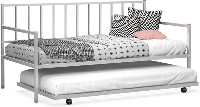 Giantex Twin Size Daybed and Trundle Frame Set - Silver - Image 1