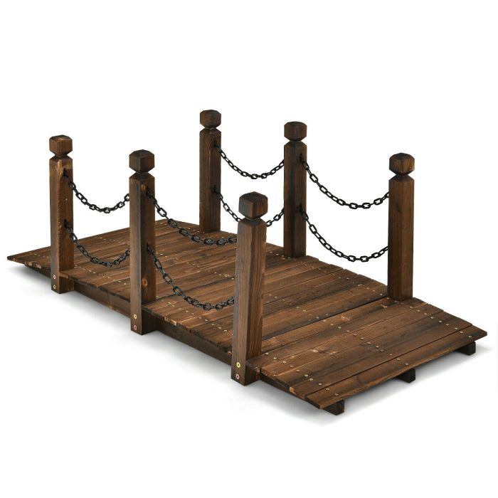 Giantex 5 ft Wooden Garden Bridge - Image 1