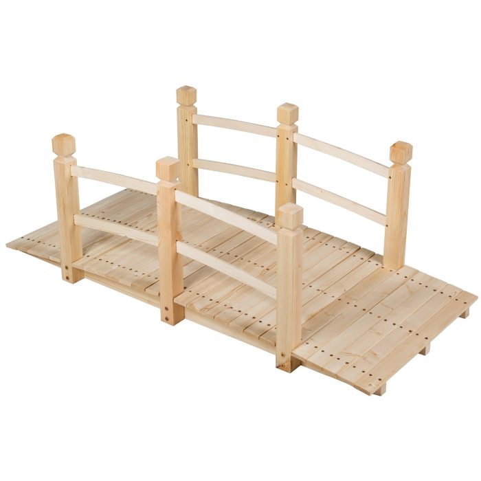 Giantex 5 Ft Wooden Garden Bridge, Stained Wood/Natural Wood  Garden Bridge - Natural - Image 1