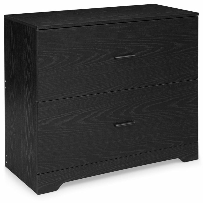 Giantex 2-Drawer Lateral File Cabinet Printer Stand - Black - Image 1