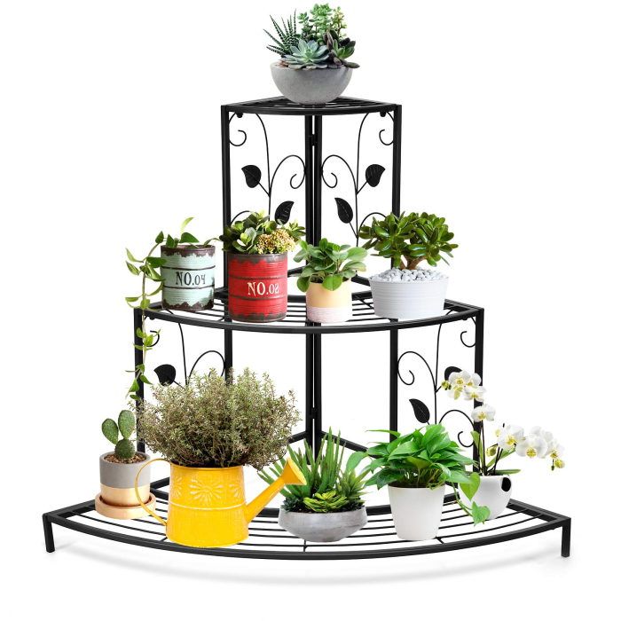 Giantex 3 Tiers Corner Shelf Metal Plant Stand - Image 1