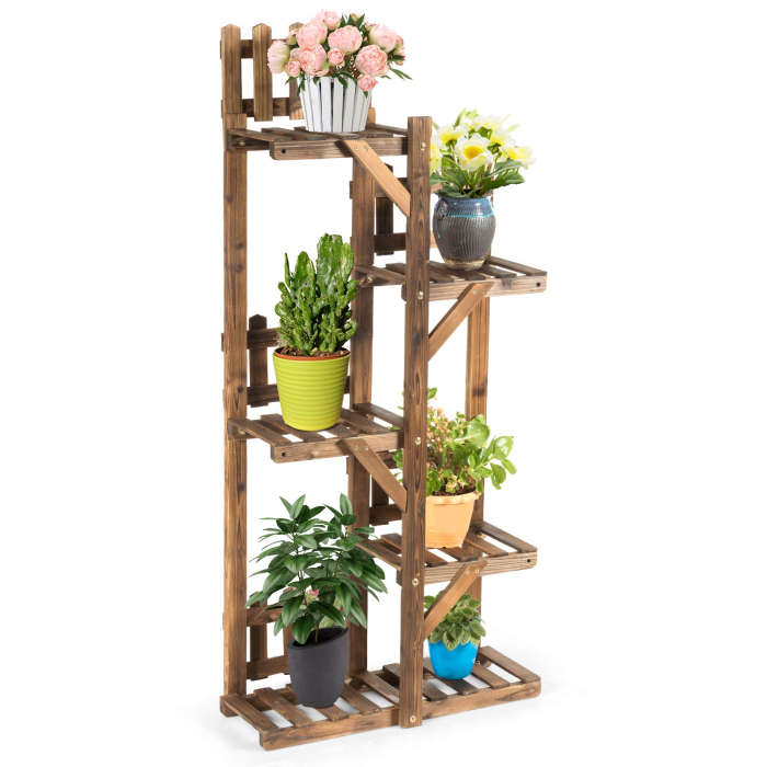 Giantex Wood Plant Stand Rack 5 Tier 6 Potted - Image 1