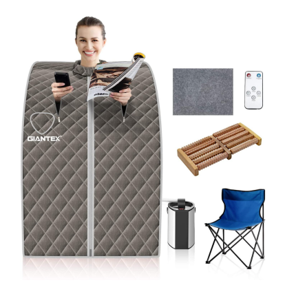 Giantex Portable Sauna 3L Personal Therapeutic Sauna Temperature & Timer Adjustable - Gray