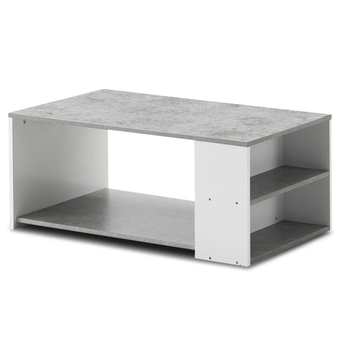 Coffee Table with Storage Shelves Stable Frame,Smooth Surface & Extra Storage Space - Grey - Image 1