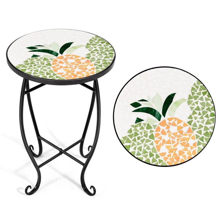 Outdoor Side Table, Mosaic Patio Table - Yellow - Image 1