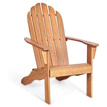 Giantex Adirondack Chair Outdoor Wooden W/Ergonomic Design Acacia Chair for Yard - Natural 1