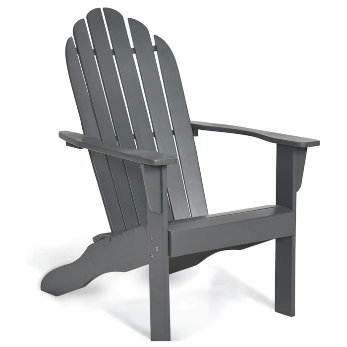 Giantex Adirondack Chair Outdoor Wooden W/Ergonomic Design Acacia Chair for Yard - Gray 1 - Image 1