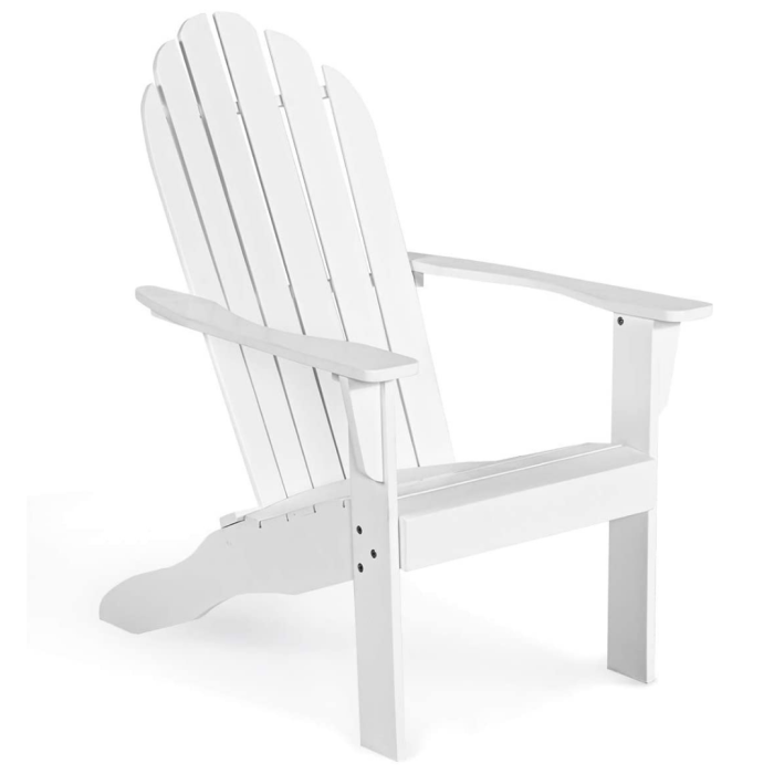Giantex Adirondack Chair Outdoor Wooden W/Ergonomic Design Acacia Chair for Yard - White 1 - Image 1