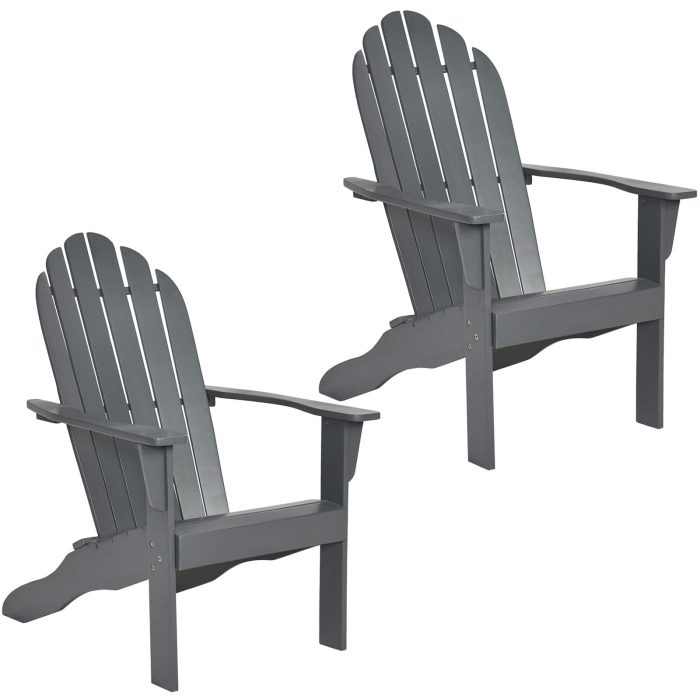 Giantex Adirondack Chair Outdoor Wooden W/Ergonomic Design Acacia Chair for Yard - Gray 2 - Image 1