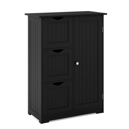 Bathroom Floor Cabinet, Wooden Storage Cabinet - Black