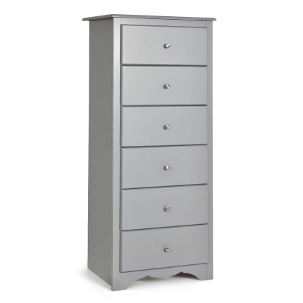 6 Drawer Chest Wooden Dresser Clothes Organizer Bedroom - Gray