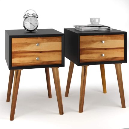 Multipurpose for Bedroom, Living Room Home Furniture Nightstand - Black 2