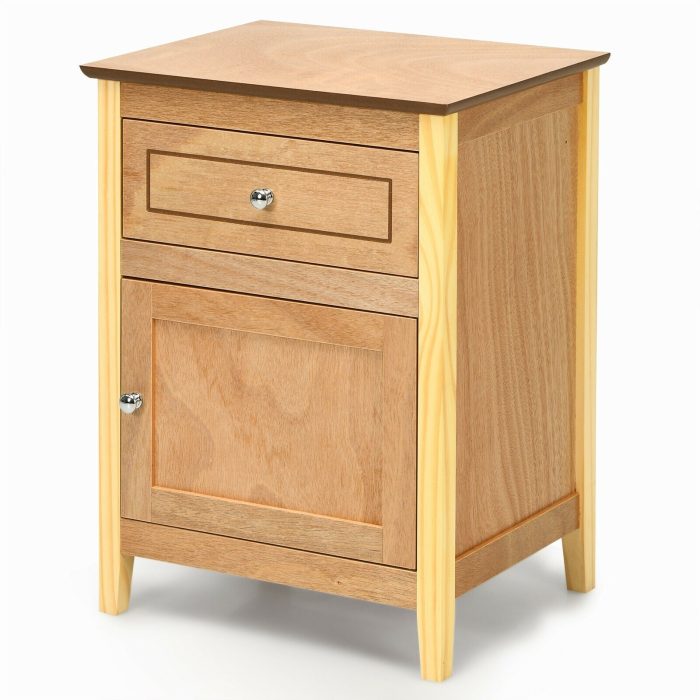 Wooden End Table W/Shelf, 2-Tier Storage Side Table Bedside,Sofa Table - Natural 1 - Image 1
