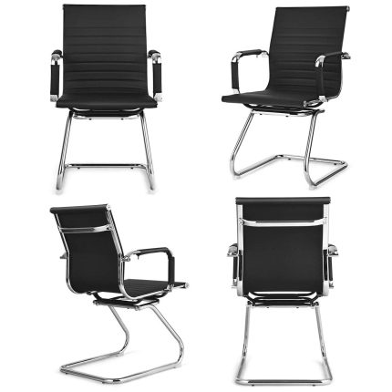 Giantex Conference Chair Set of 4 Heavy Duty PU Leather W/Protective Arm Sleeves - 4 Pack