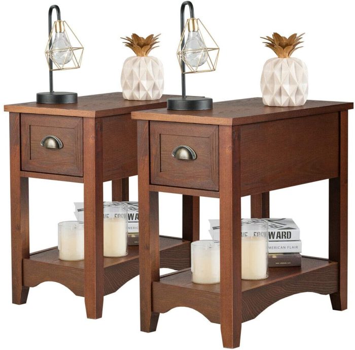 Chair Side End Table with Drawer - Walnut 2 - Image 1